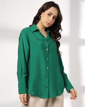 fig Women Relaxed Fit Shirt with Spread Collar-picture-21