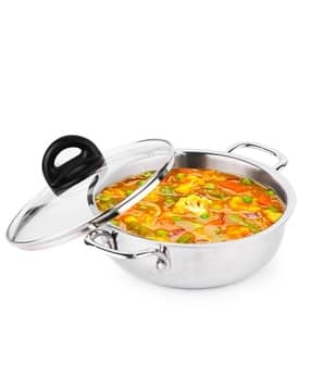the indus valley Triply Stainless Steel Deep Kadai with Glass Lid-picture-16