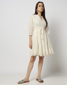 yousta Women Lace Embroidery Fit & Flare Dress-picture-49