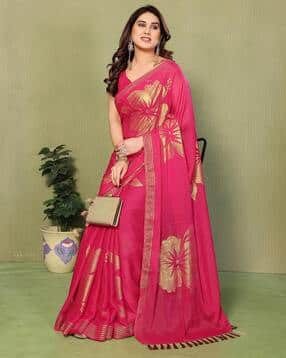 nyrika Women Floral Print Saree with Tassels-picture-43