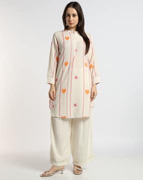 svrnaa by azorte Yarn Dyed Mandarin Collar Tunic-picture-34