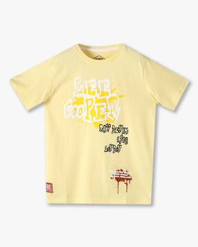 lee cooper Boys Typographic Print Regular Fit Crew-Neck T-Shirt-picture-41