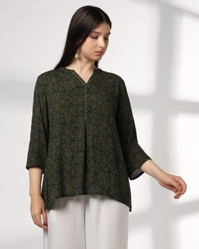 fusion Women Paisley Print A-Line Kurti-picture-16