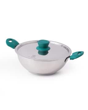 the indus valley Stainless Steel Kadai with Steel Lid-picture-29