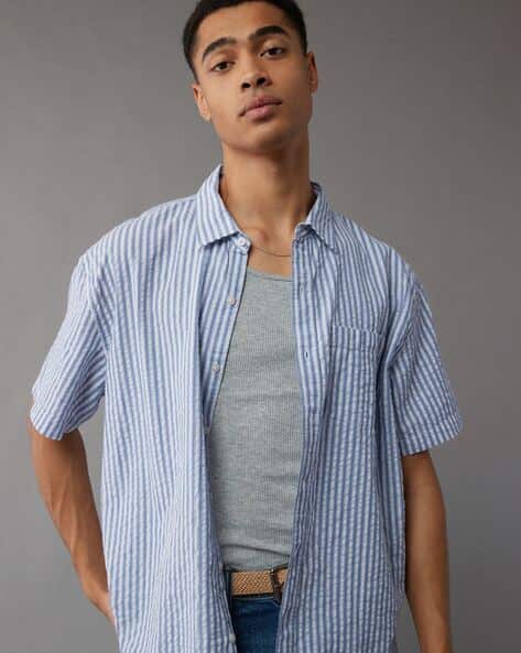 American Eagle Men Striped Regular Fit Cotton Shirt