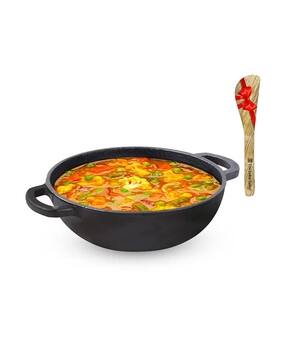 the indus valley Pre-Seasoned Cast Iron Kadai with Wooden Spatula-picture-28