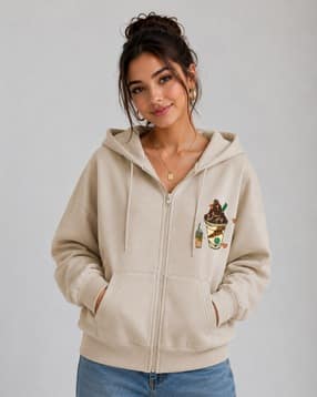 buda jeans co Women Printed Loose Fit Hoodie-picture-35