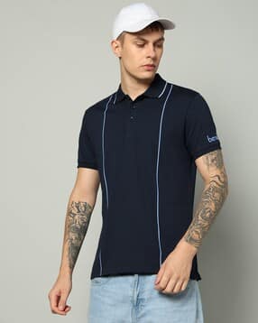 united colors of benetton Men Striped Regular Fit Polo T-Shirt with Contrast Tipping-picture-13