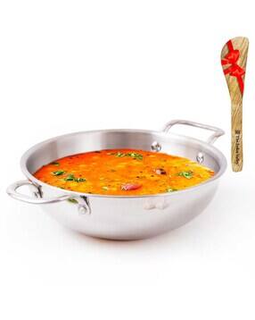 the indus valley Stainless Steel Kadai with Wooden Spatula  -picture-46