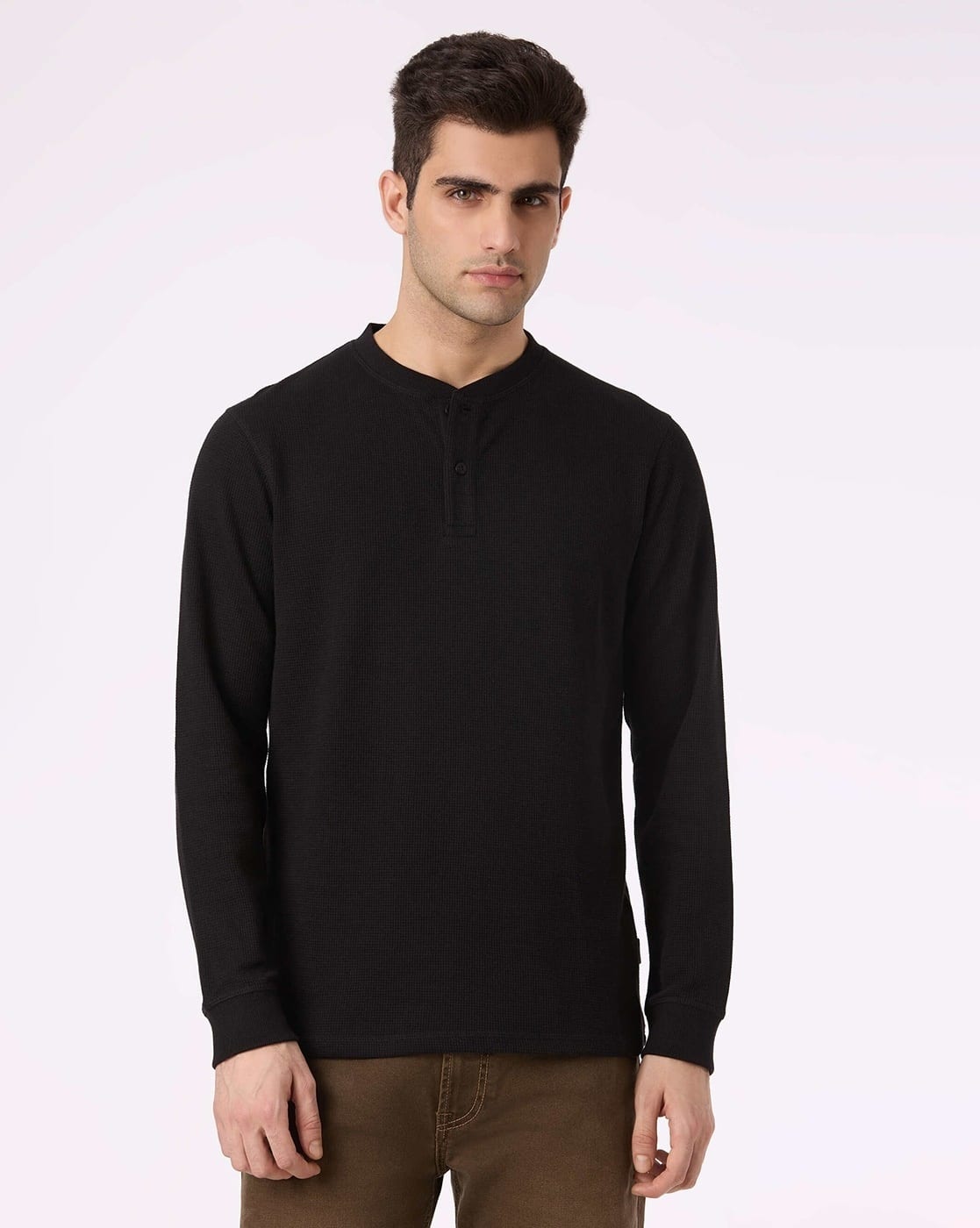 Men Patterned Slim Fit Henley T-Shirt