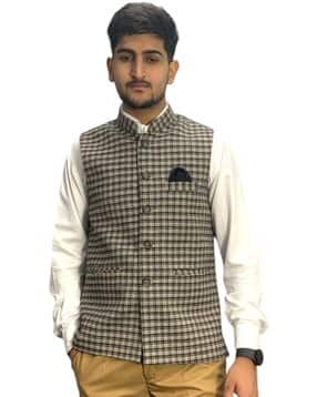 gargian master cut Men Checked Mandarin-Collar Nehru Jacket-picture-12
