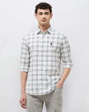 u.s. polo assn. Men Checked Regular Fit Shirt with Patch Pocket-picture-18