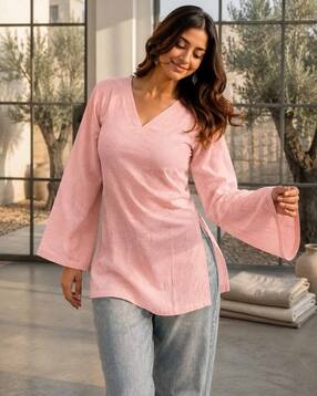 forkey Women Cotton V-Neck Kurta-picture-20