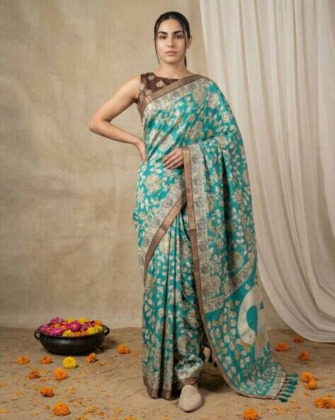Elite Weaves Women Kalamkari Print Tussar Silk Saree