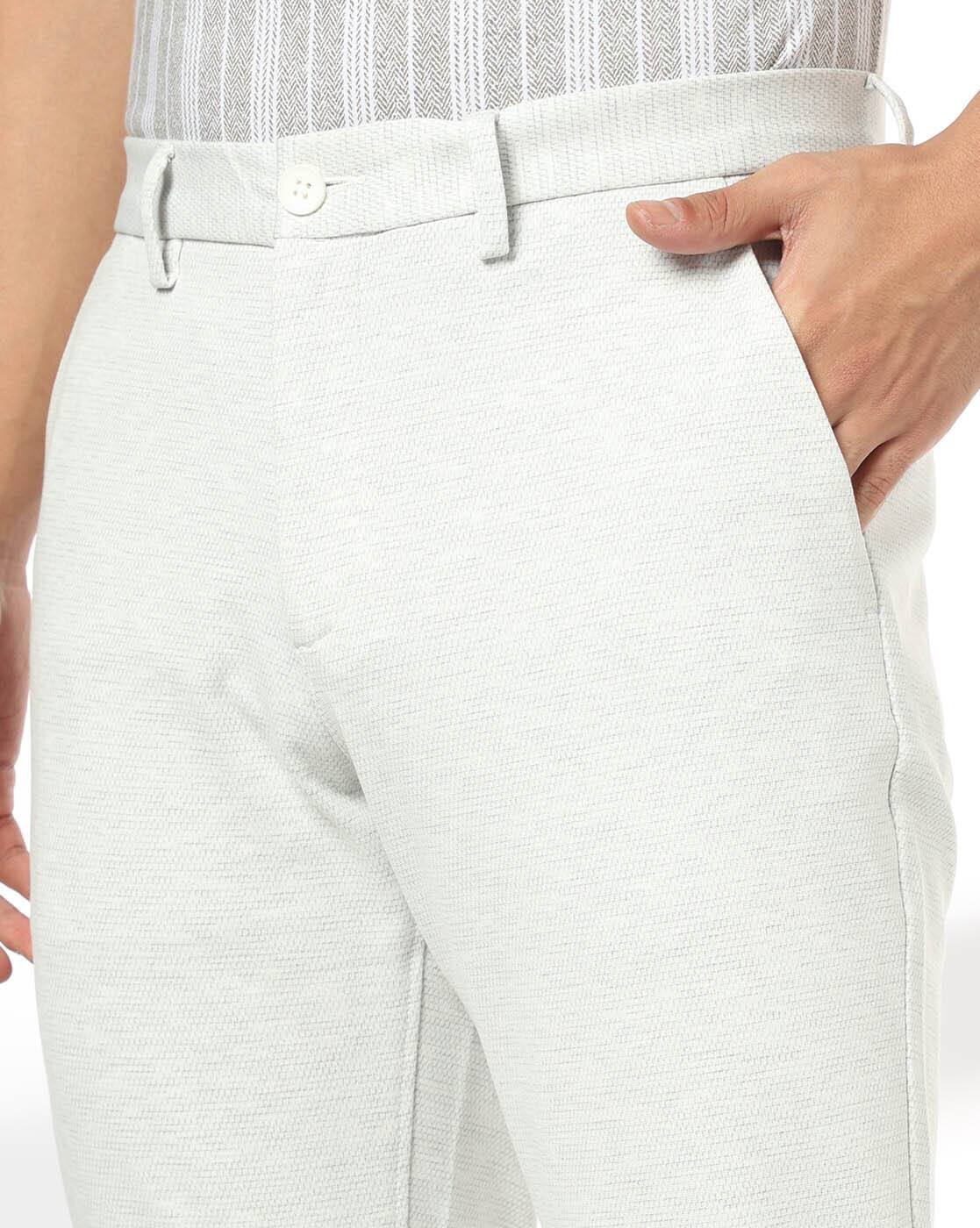 Men Slim Fit Flat-Front Trousers