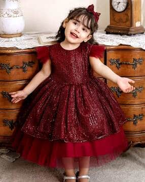 avsar trendz Girls Embellished Round-Neck Fit & Flare Dress-picture-24