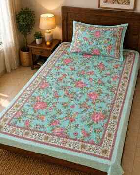 mafatlal  Cotton Single Bedsheet with Pillow Cover-picture-45