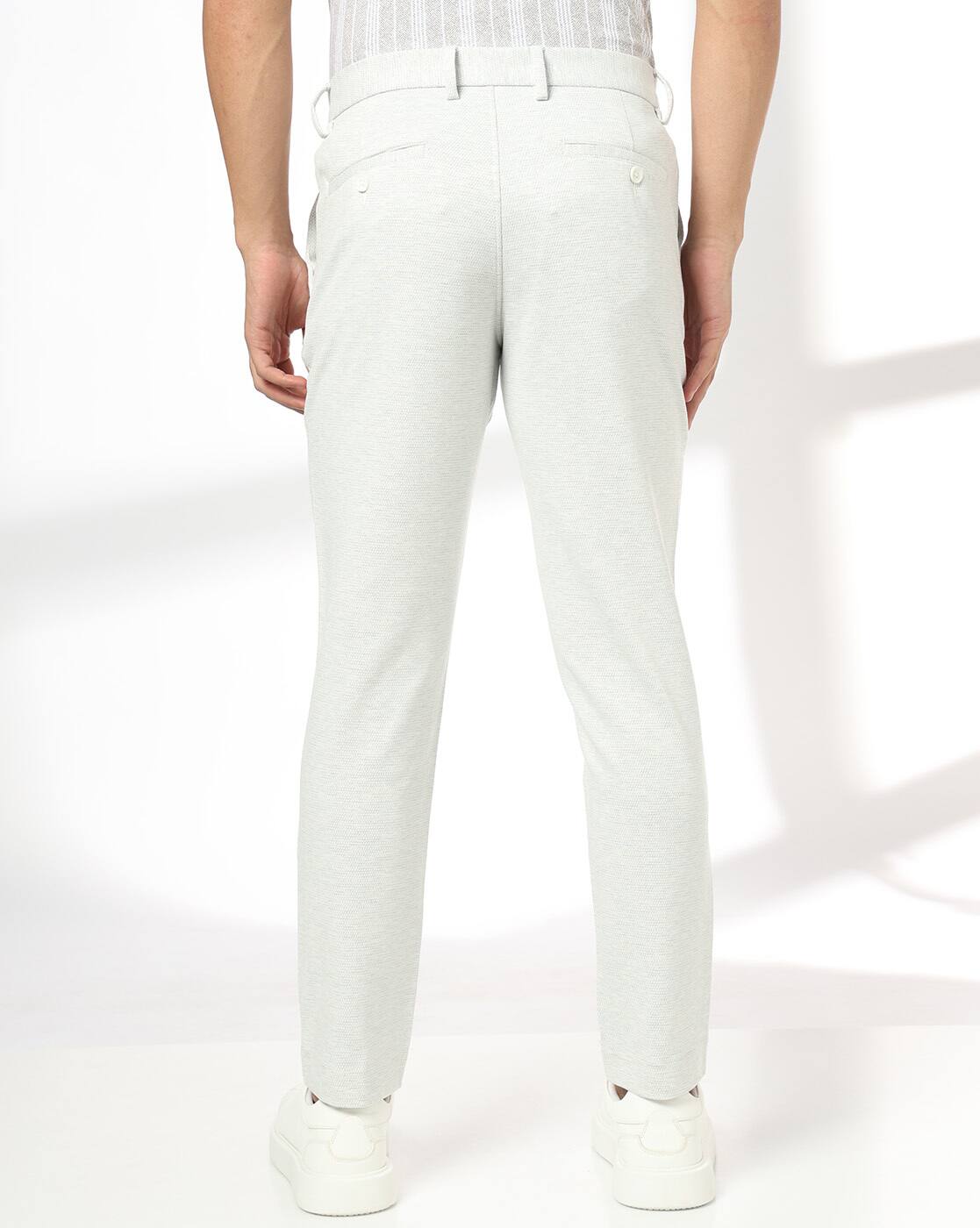 Men Slim Fit Flat-Front Trousers