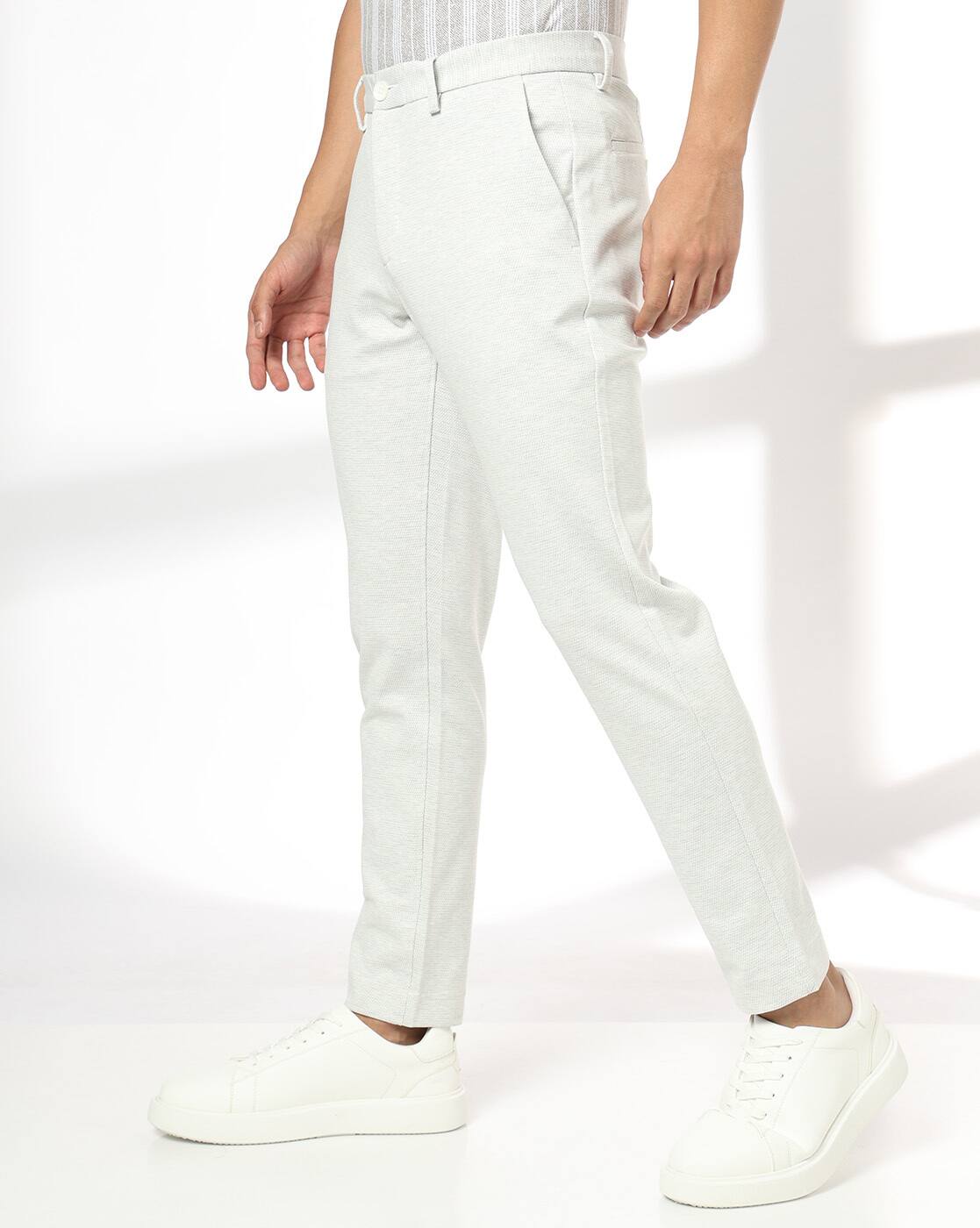 Men Slim Fit Flat-Front Trousers