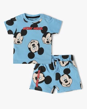 Boys Mickey Mouse Print T-Shirt & Shorts Set-image-8