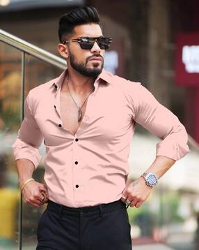 Men Regular Fit Shirt with Spread Collar-image-45