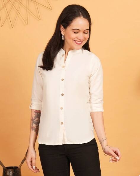 Nyrika Women Regular Fit Mandarin-Collar Top
