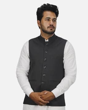 Men Mandarin-Collar Nehru Jacket-image-30