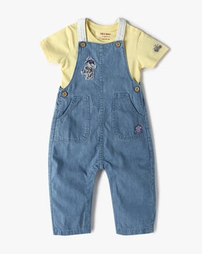 inf frendz Boys Denim Dungaree with T-Shirt-picture-39