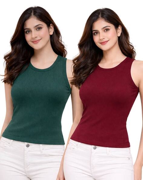 Buda Jeans Co Women Pack of 2 Ribbed Slim Fit Tank Tops