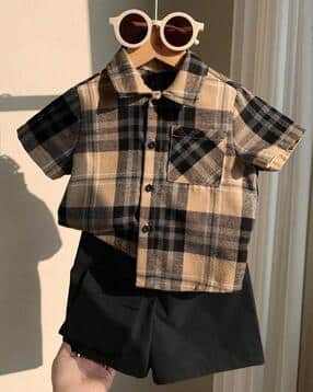 fastdeal x ag Boys Checked Shirt & Shorts Set-picture-26