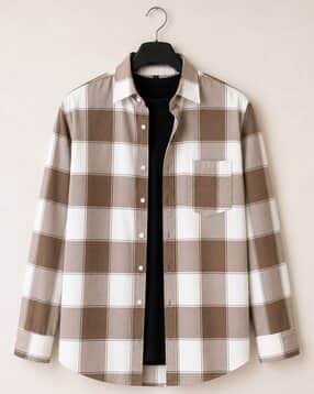 alpha tribe Men Checked Regular Fit Shirt with Full Sleeves-picture-23