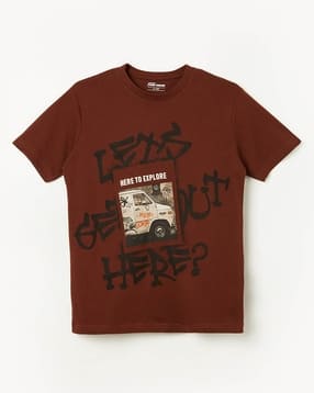 fame forever by lifestyle Boys Graphic Print Regular Fit Crew-Neck T-Shirt-picture-12