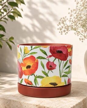 habere india Floral Print Terracotta Planter -picture-11