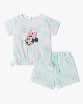 inf frendz Girls Minnie Print T-Shirt & Shorts Set-picture-46