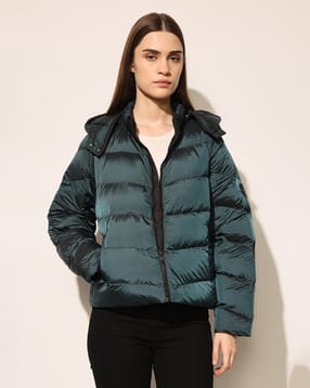 only Women Regular Fit Hooded Bomber Jacket-picture-11