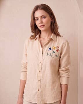 Women Embroidered Regular Fit Shirt-image-45