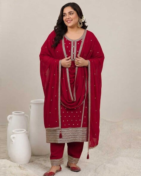 Extra Love by Libas Women Embroidered Straight Kurta Set