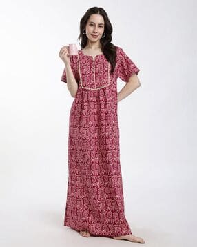 naidu hall Women Print Cotton Nighty -picture-40
