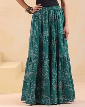 rimeline Women Floral Print Flared Skirt-picture-26