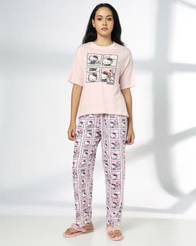 rio Women Hello Kitty Print T-Shirt & Pyjamas Set-picture-10