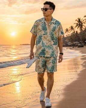 alpha tribe Men Printed Shirt & Shorts Co-Ord Set-picture-24