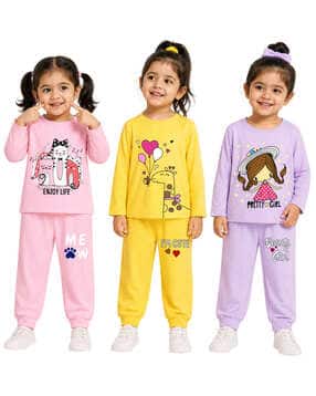 kuchipoo Girls Pack of 3 Printed Pants & Top Sets-picture-33