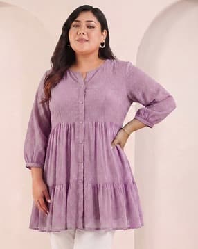 janasya Women Plus Size Solid Tiered All-Over Notch Neck Tunic-picture-18