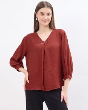 madame Women Relaxed Fit V-Neck Top-picture-41