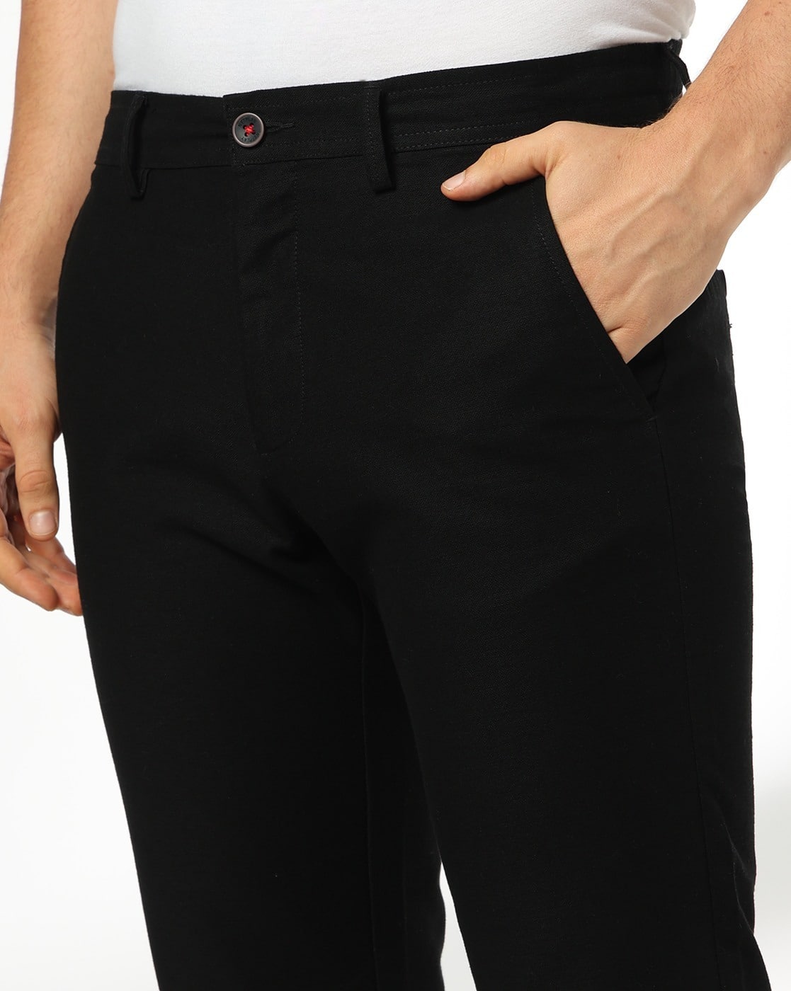 MOCK LINEN PULLON CHINO, BLACK, 28