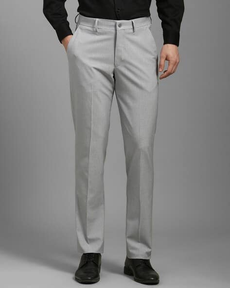 LOUIS PHILIPPE Men Slim Fit Flat-Front Formal Trousers