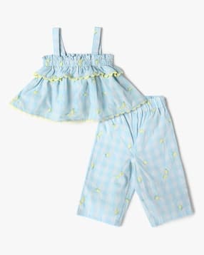 gap kids Girls Checked Square-Neck Top & Pants Set-picture-12