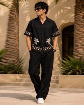 alpha tribe Men Regular Fit Embroidered Shirt-picture-18