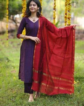 inti Women Checks Straight Kurta Set-picture-45