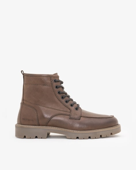 RED TAPE Men Leather Plain-Toe Boots